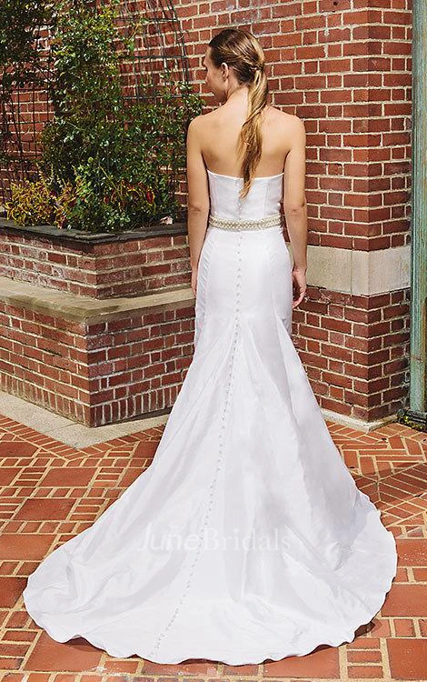 Simple Strapless Mermaid Satin Wedding Dress Elegant