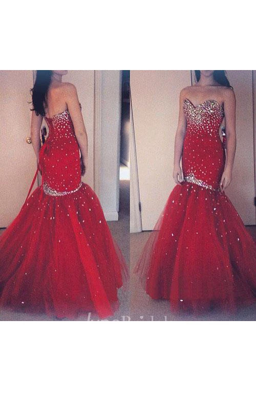 Sweetheart Floor-length Mermaid Pleats Sequins Dress