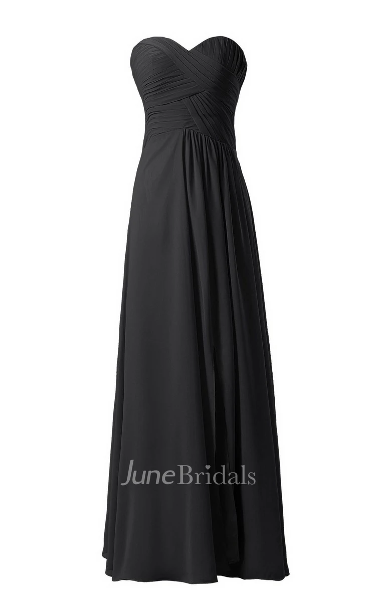 Chic Sweetheart Ruched A-line Gown With Zipper Back