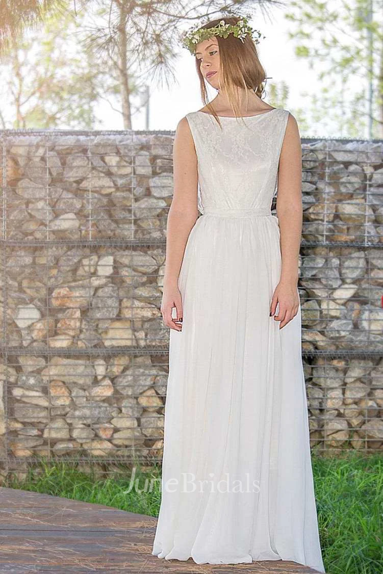 Chiffon Tulle Appliques Lace Wedding Dress