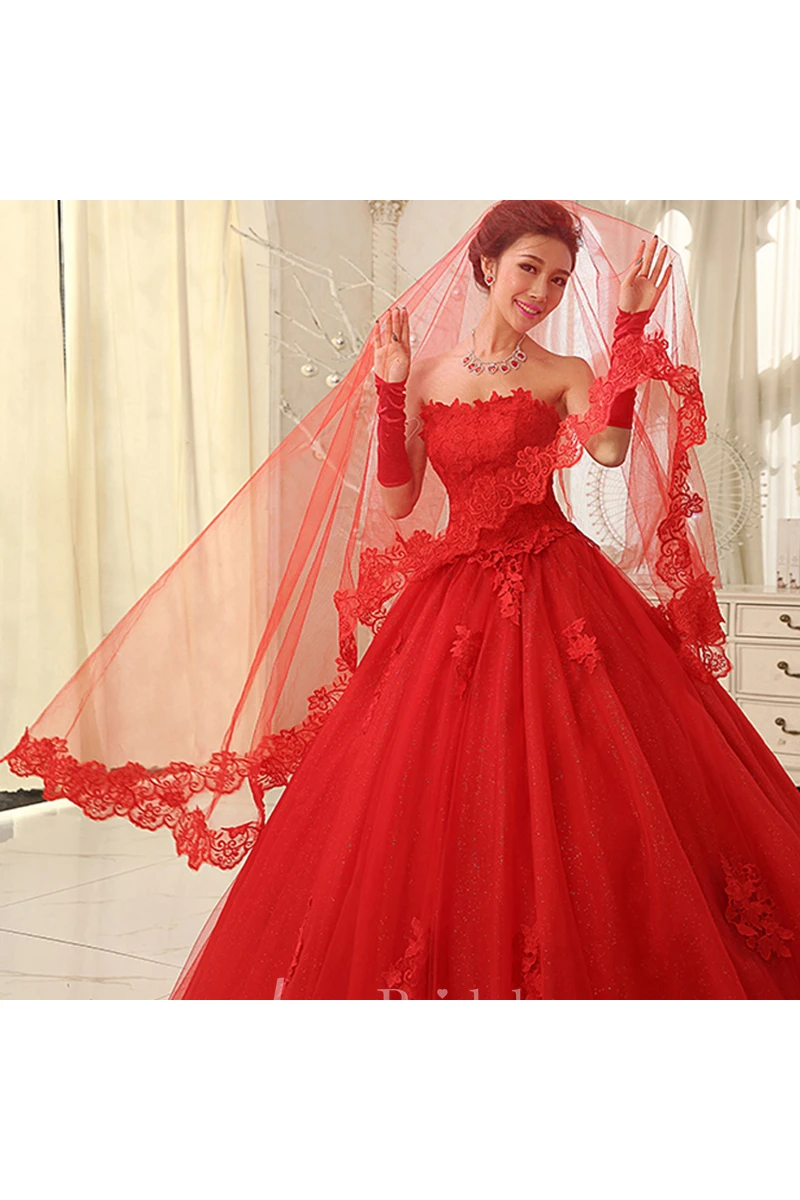 Simple Style Sweep Wedding Veil with Lace Edge