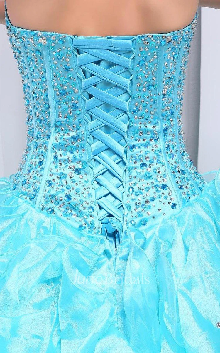 Stunning Sweetheart Ruffled Ball Gown With Beadings