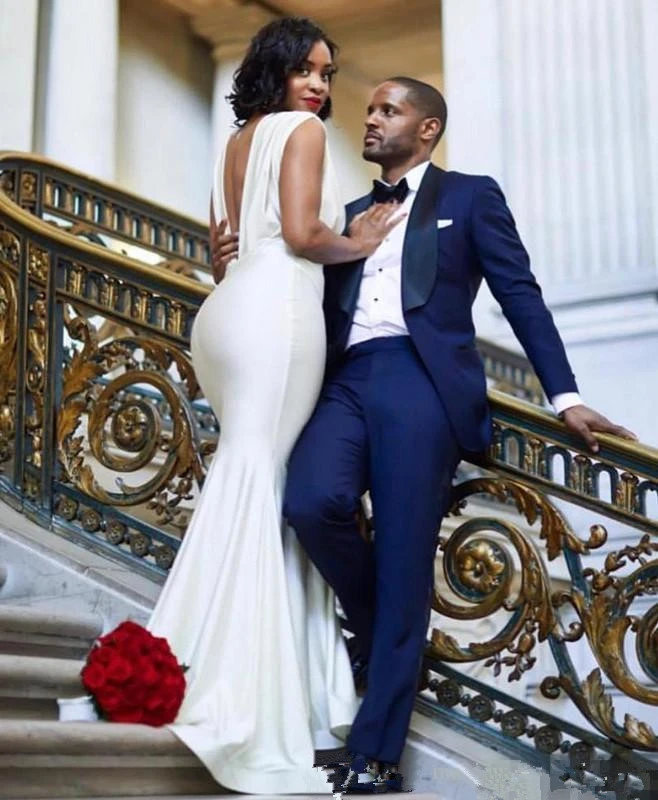 Sexy Glamorous Plus Size Trumpet Deep-V Back Dress with Pleats