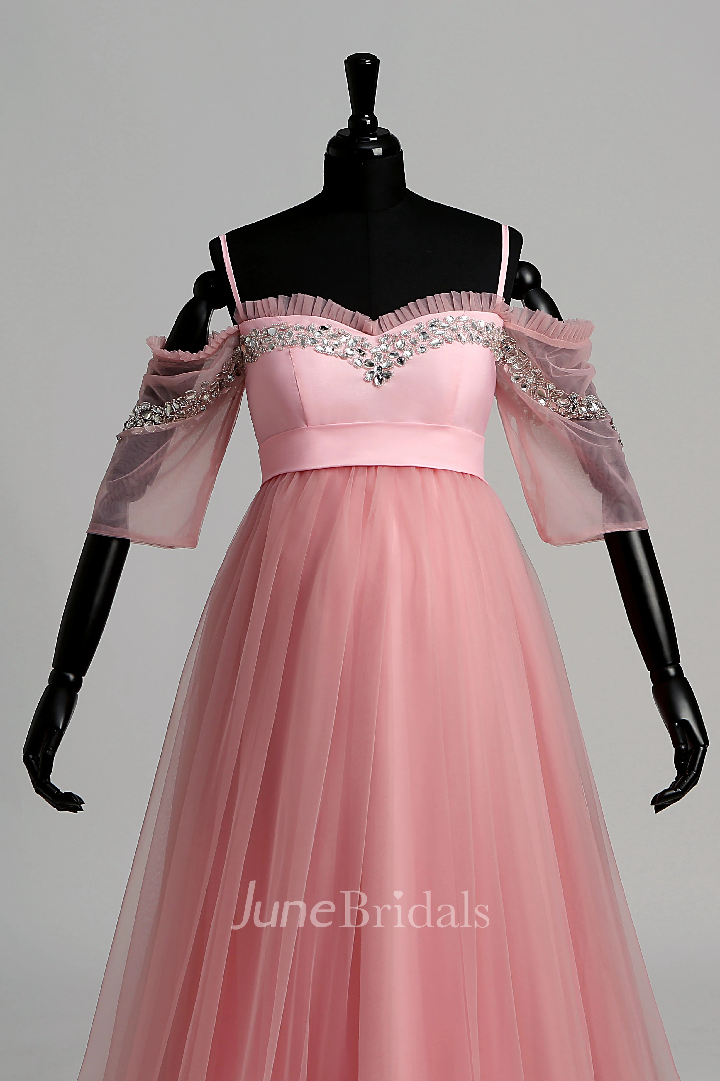 Off-the-sholder Sequined A-line Half Sleeve Mternity Dress