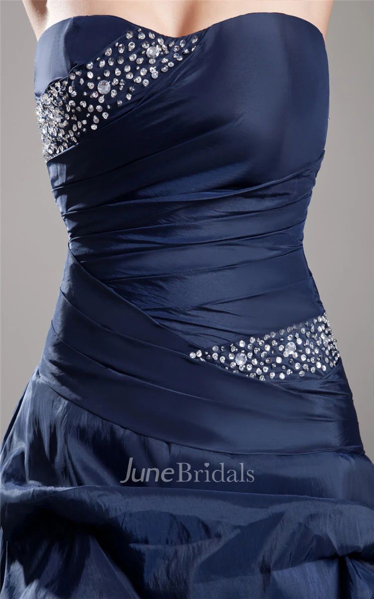 Lovely A-Line Princess Ball Gown With Ruching And Crystal Detailing