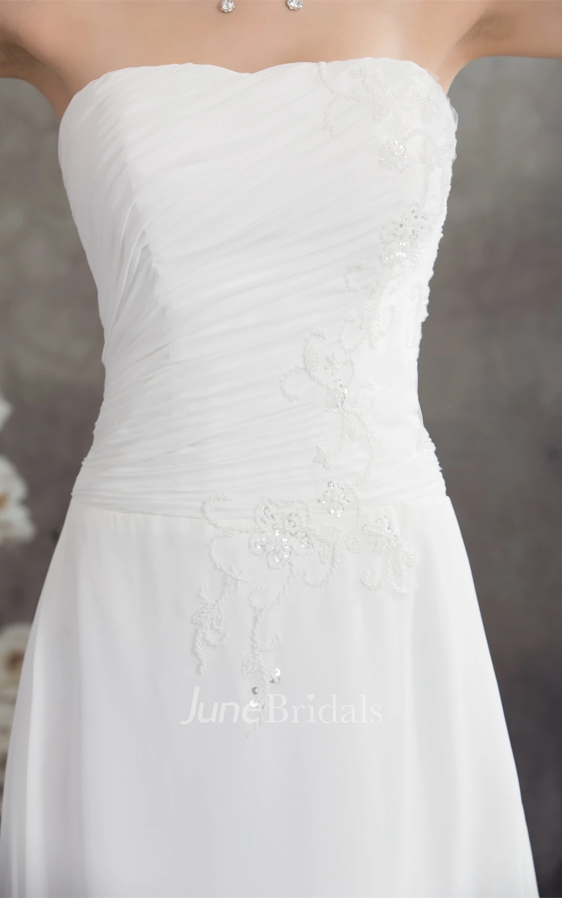 Sweetheart Chiffon A-Line Gown with Ruching and Appliques