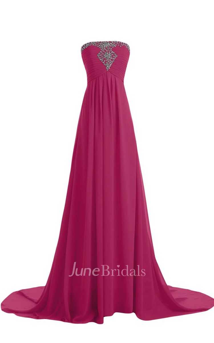 Strapless Court Train With Crystal Trim