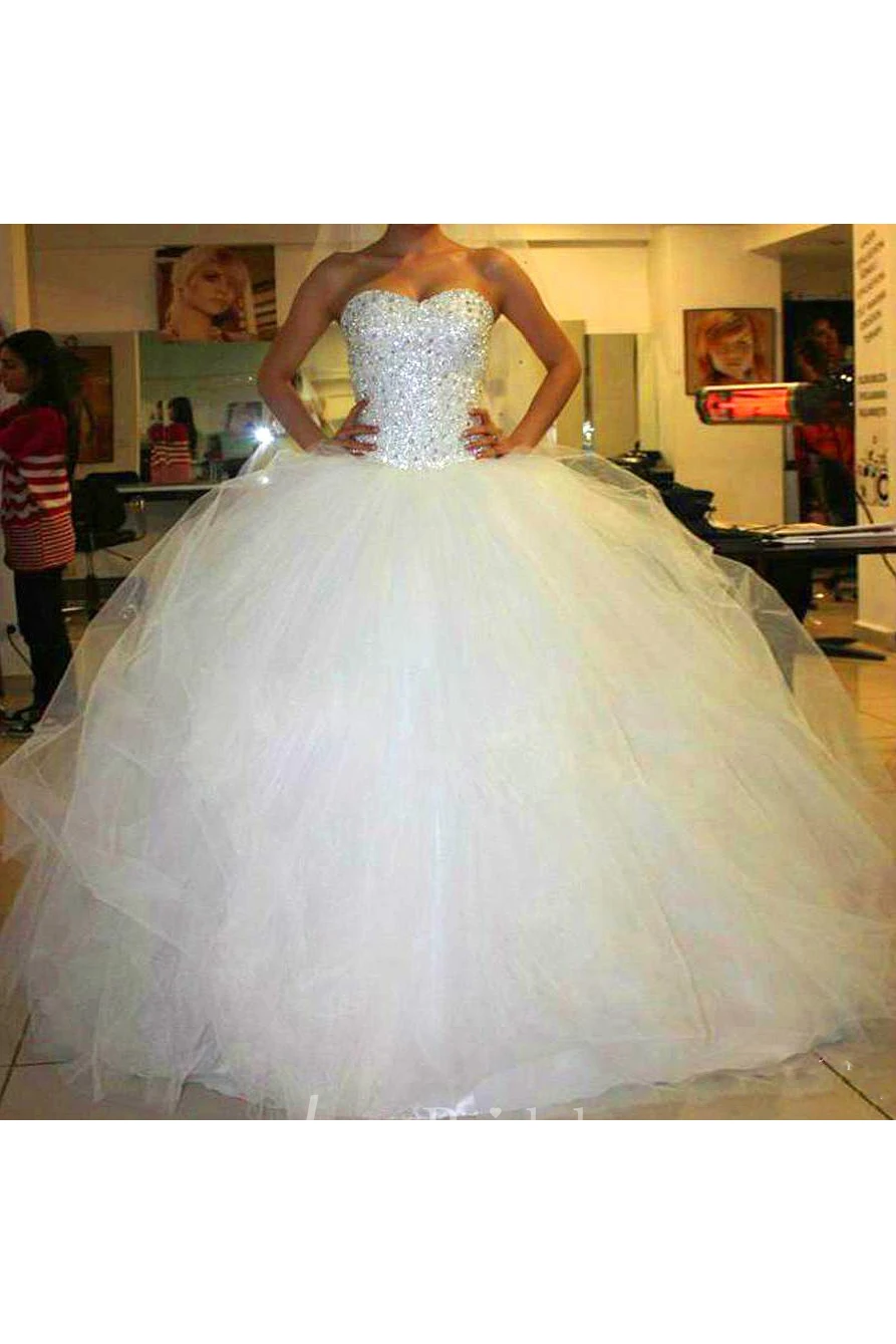 Diamond Ball Gown Tulle Wedding Dress