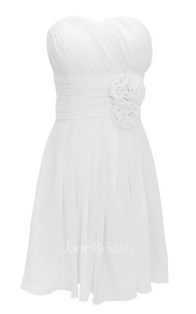 One-shoulder Sweetheart Short Dress With Floral Band