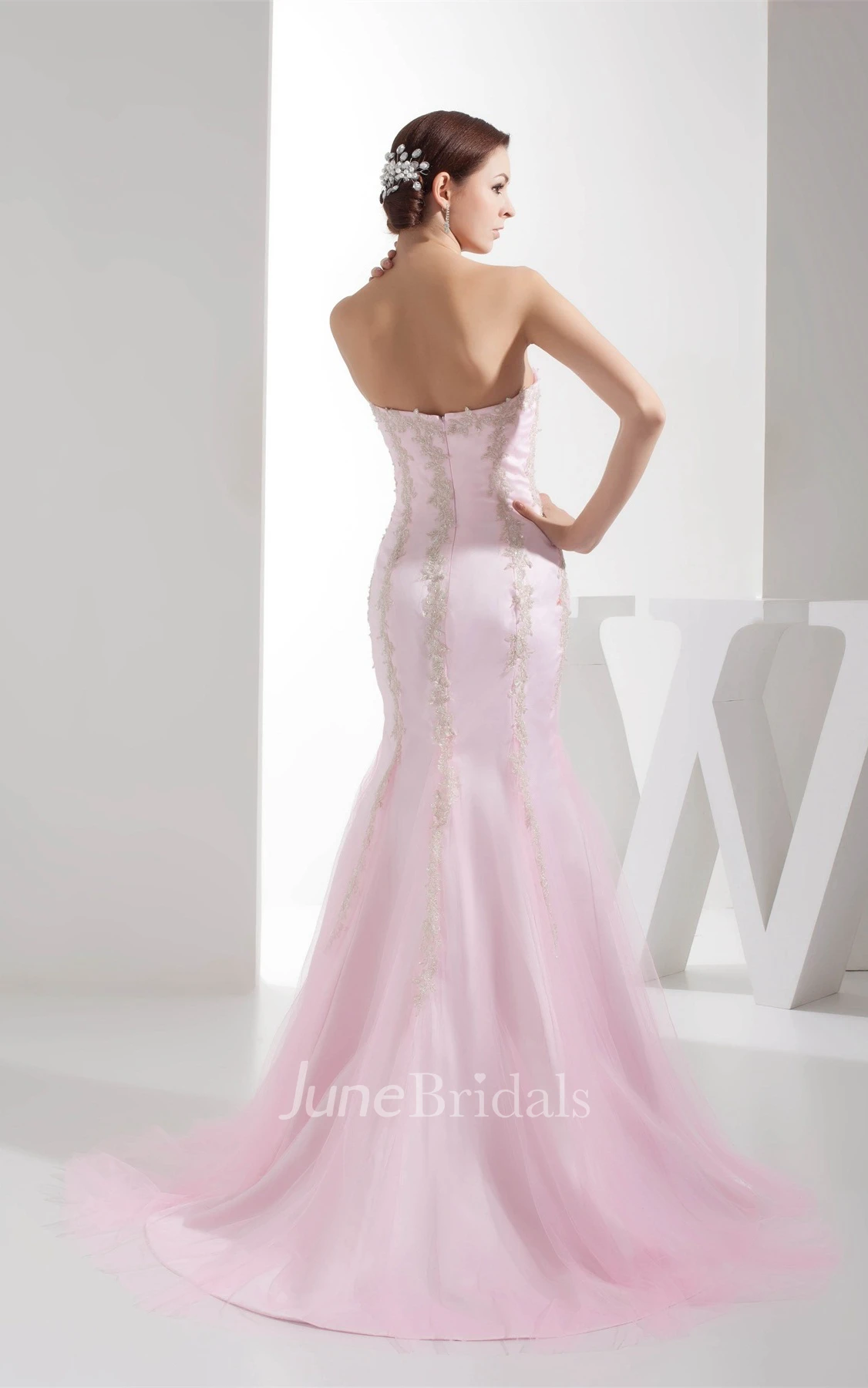 Sweetheart Column Dress with Appliques and Crystal Detailing
