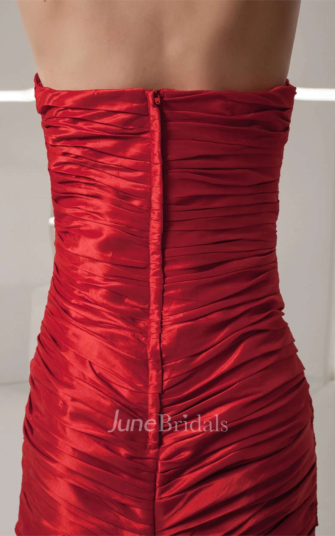 Strapless Column Tiered Dress with Flower and Ruched Bodice