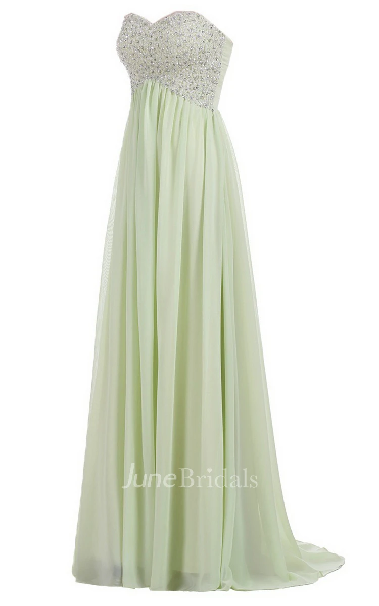 Sweetheart Empire Long Gown With Sequined Bodice