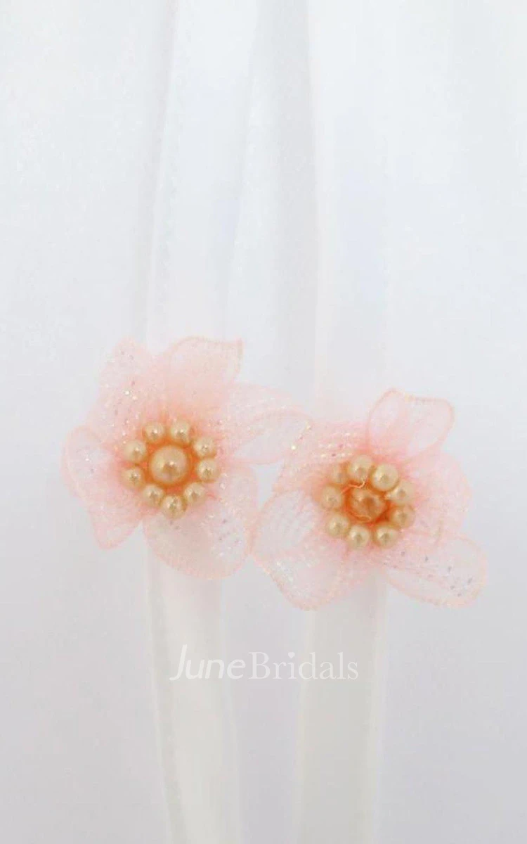 Sleeveless A-line Tiered Dress With Pleats and Flower