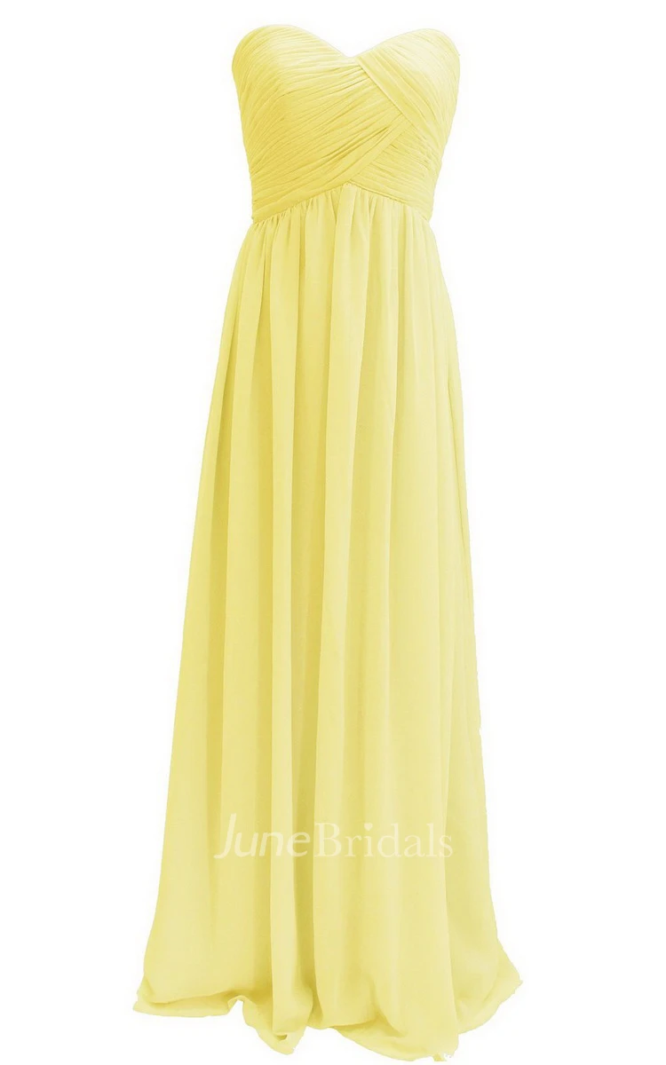 Sweetheart Ruched A-line Gown With Zipper Back