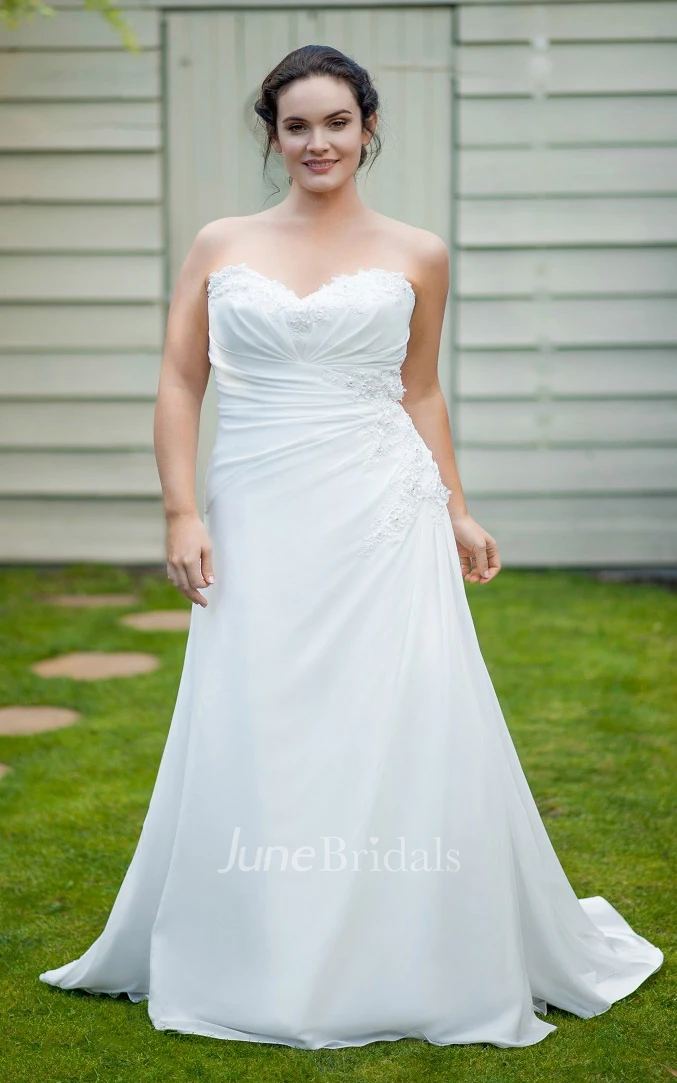 Trumpet Long Sweetheart Sleeveless Chiffon Brush Train Ruching Dress