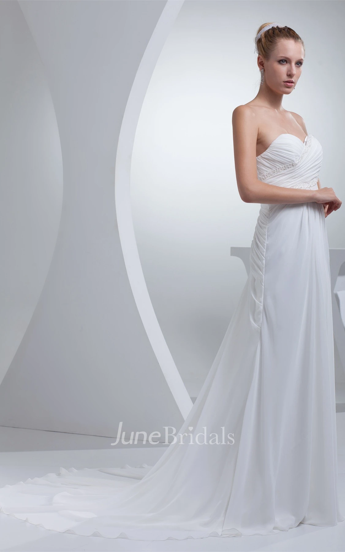 Sweetheart Criss-Cross Pleated Dress with Beading and Corset Back