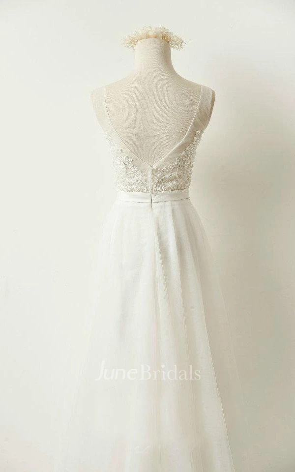 Tulle Lace Weddig Dress With Beading