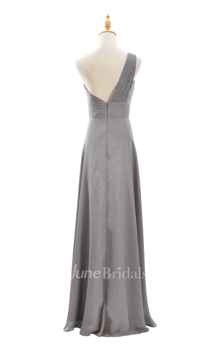 One-shoulder Sweetheart Long Empire Dress With Side Slit