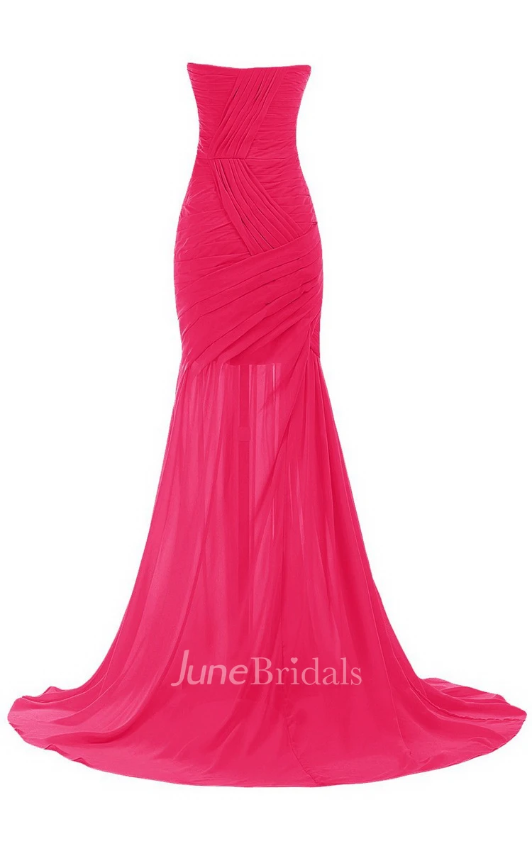 Sweetheart Sweep Train Gown With Ruching and Beading