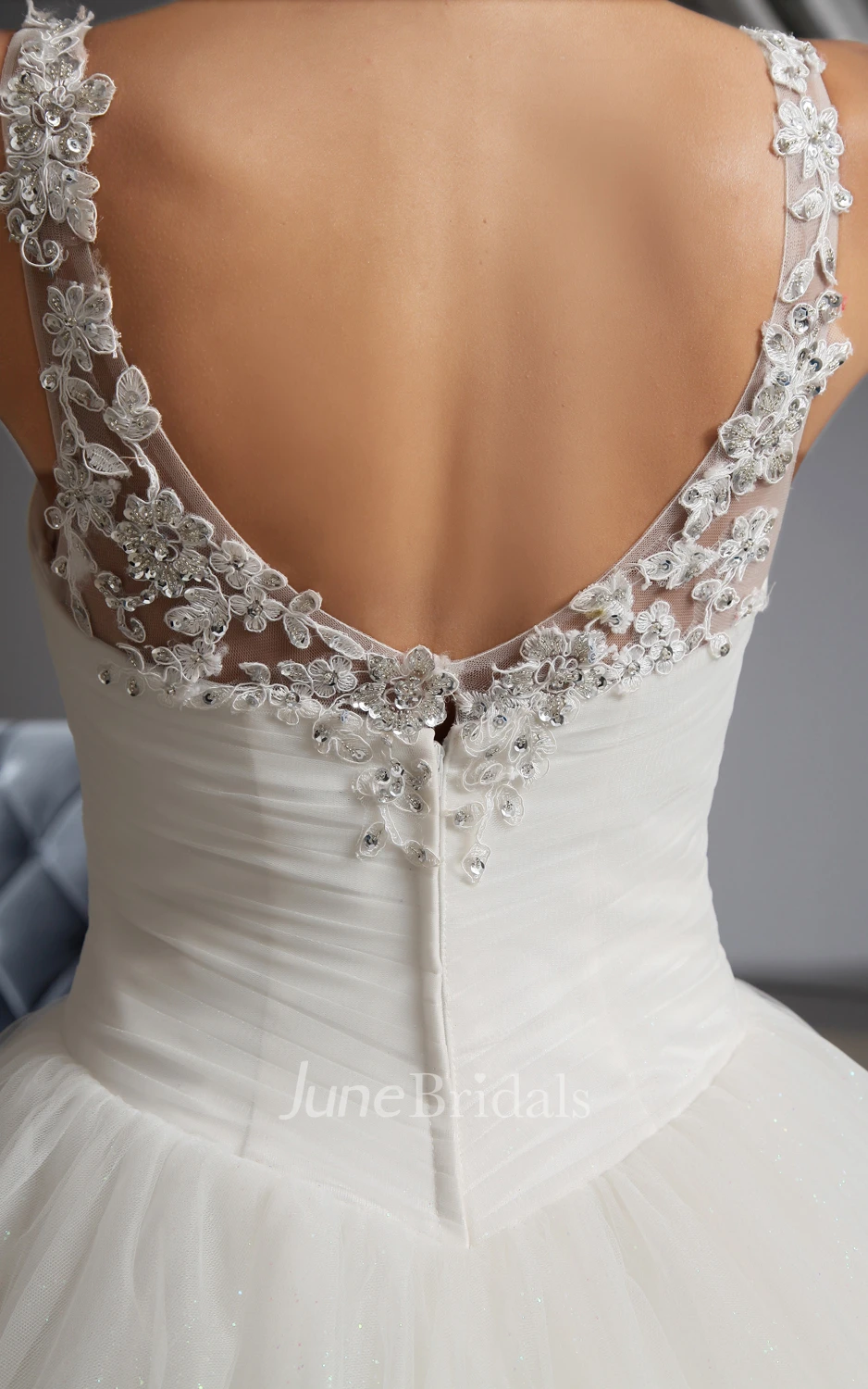 Spaghetti Sweetheart Sleeveless Dress With Soft Tulle And Laces