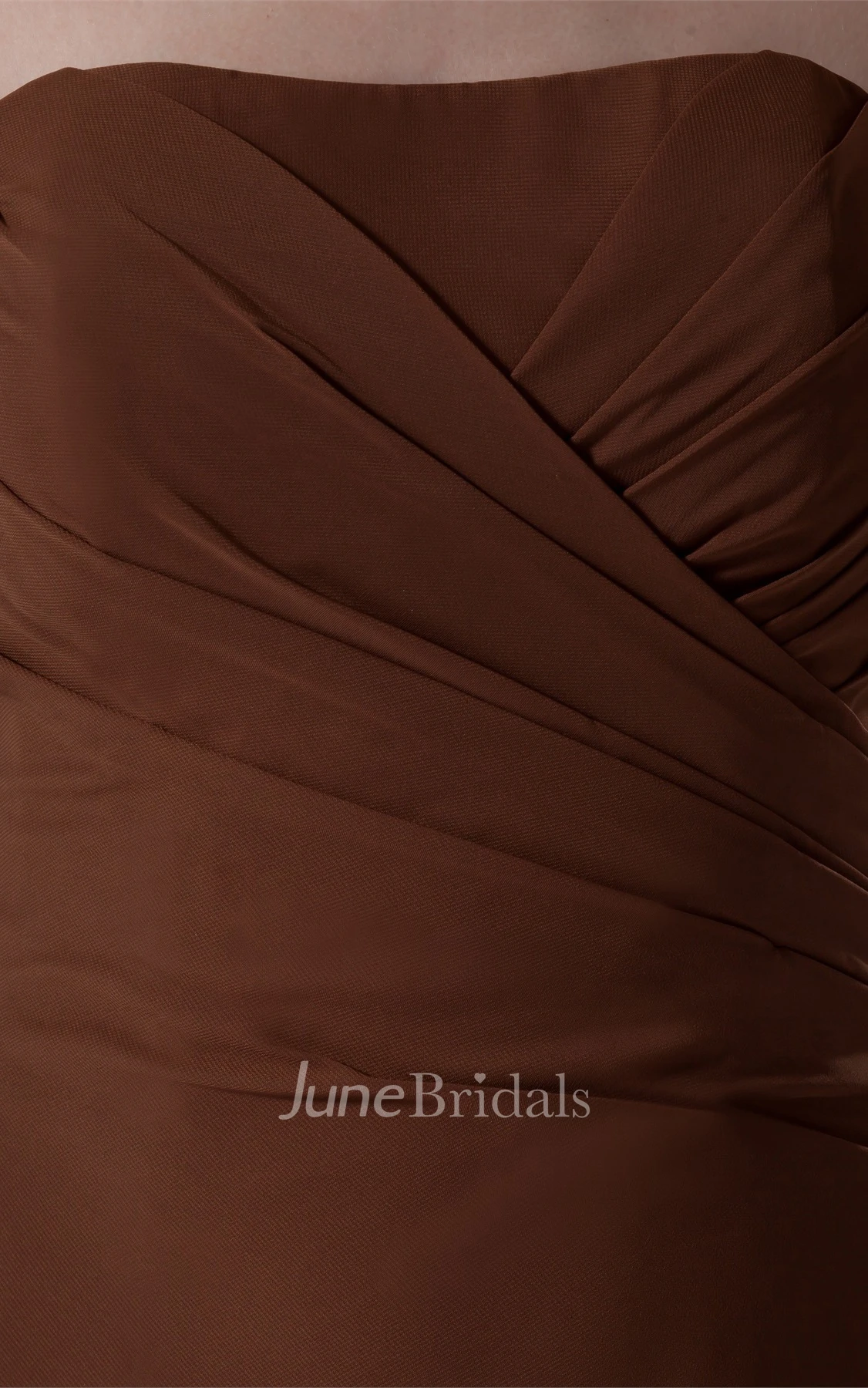 Strapless Chiffon Sheath Dress with Ruching and Corset Back