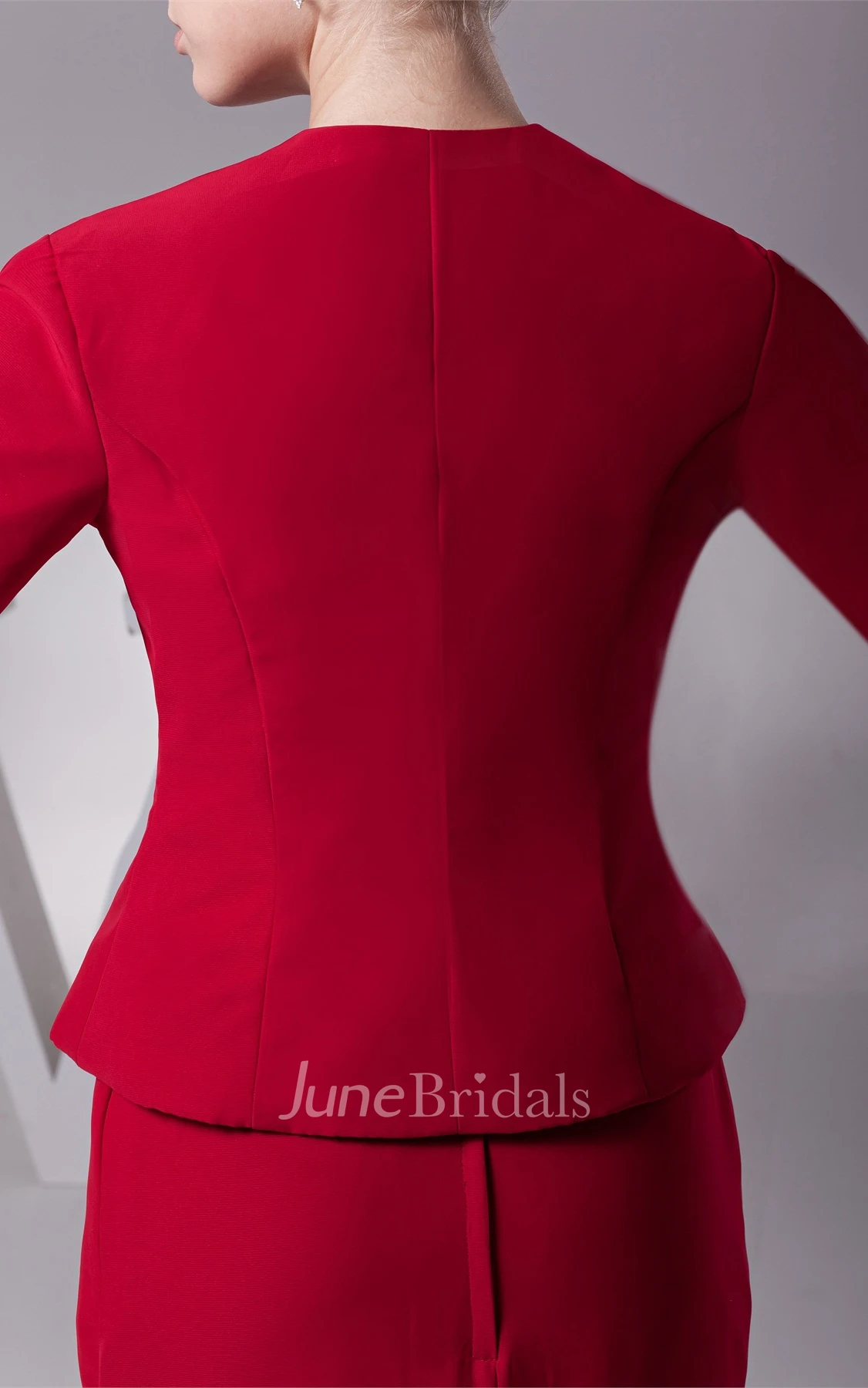 Classic Sheath Floor-Length Dress with Broach and Jacket