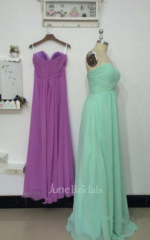 A-line Maxi Sweetheart Chiffon Dress With Ruching 