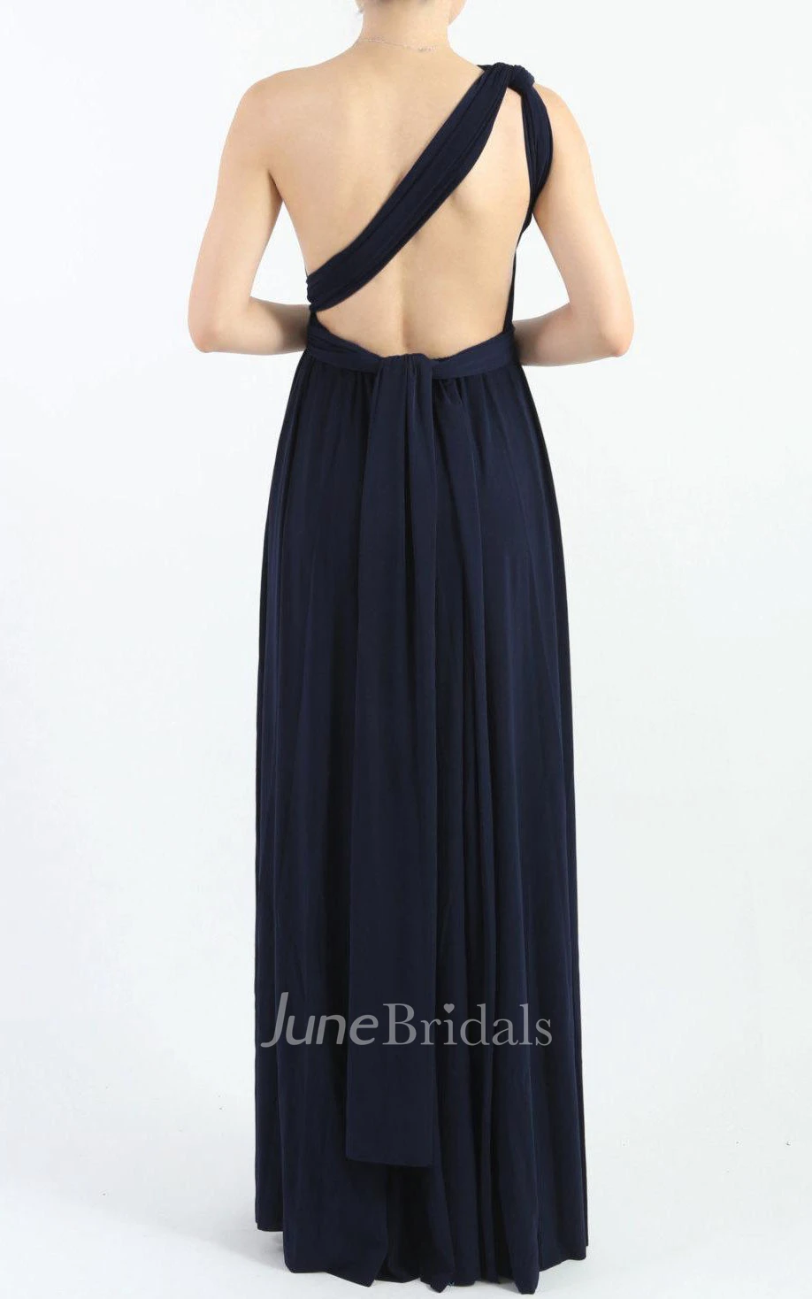 Navy Blue Floor-length Jersey Dress
