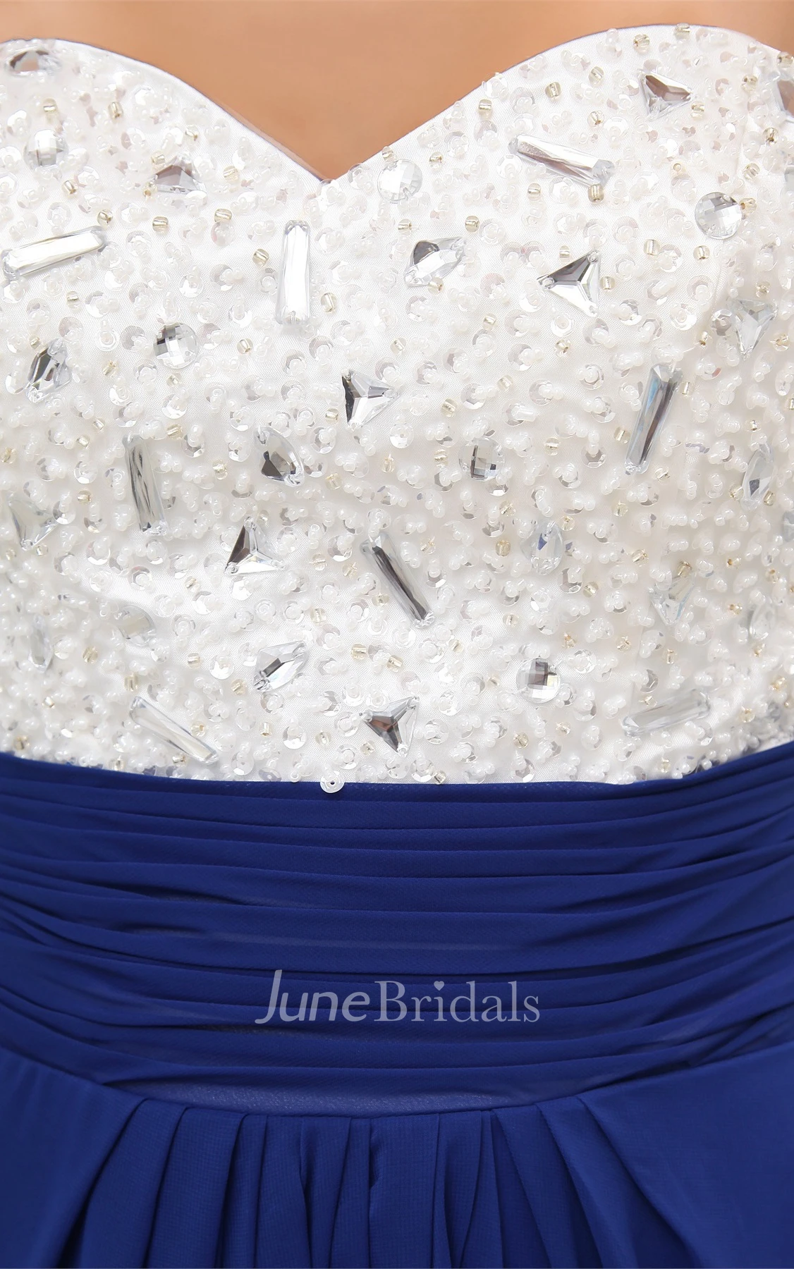 Sweetheart Chiffon Floor-Length Dress with Ruching and Jeweled Top