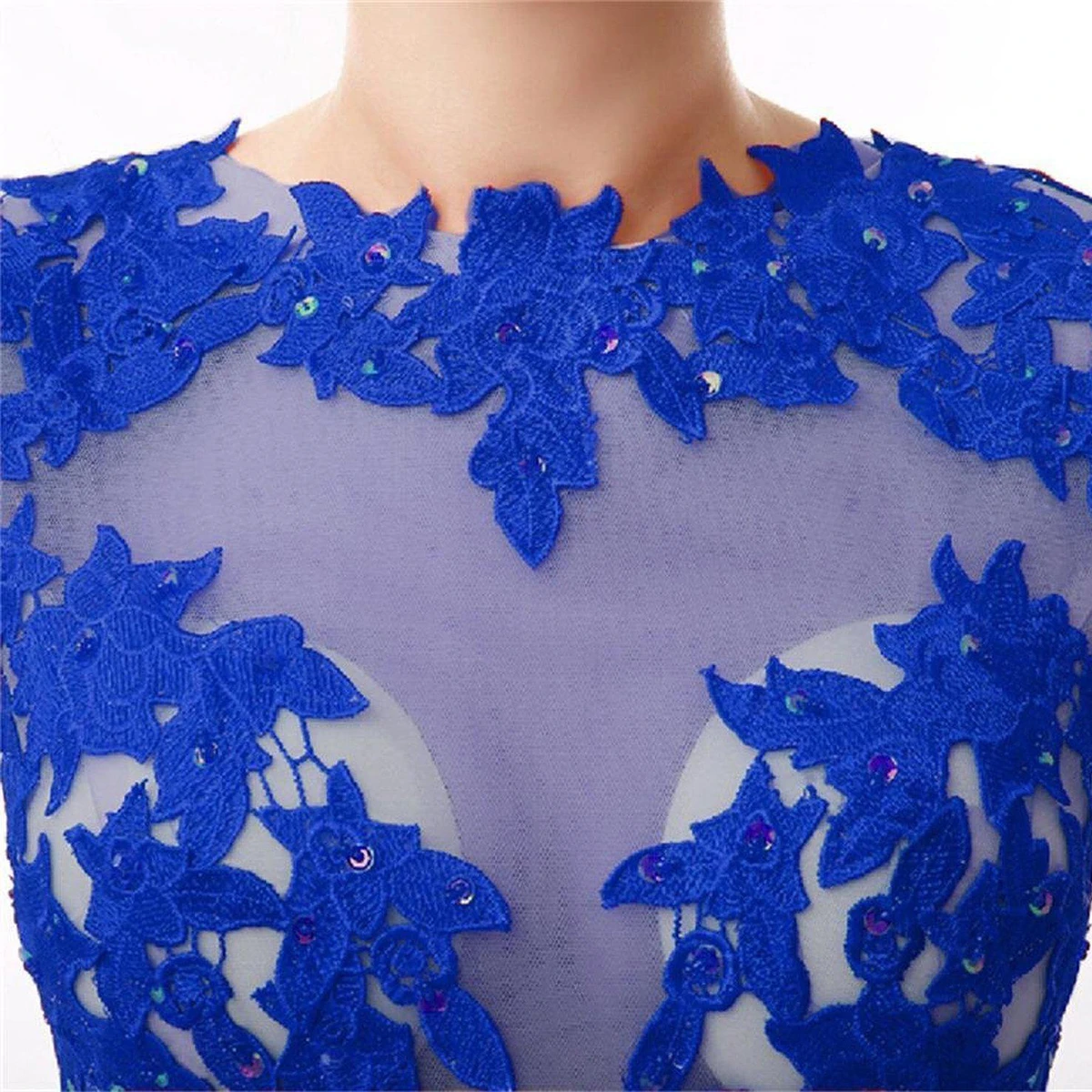 Cap-sleeved Trumpet Dress With Lace Illusion Style