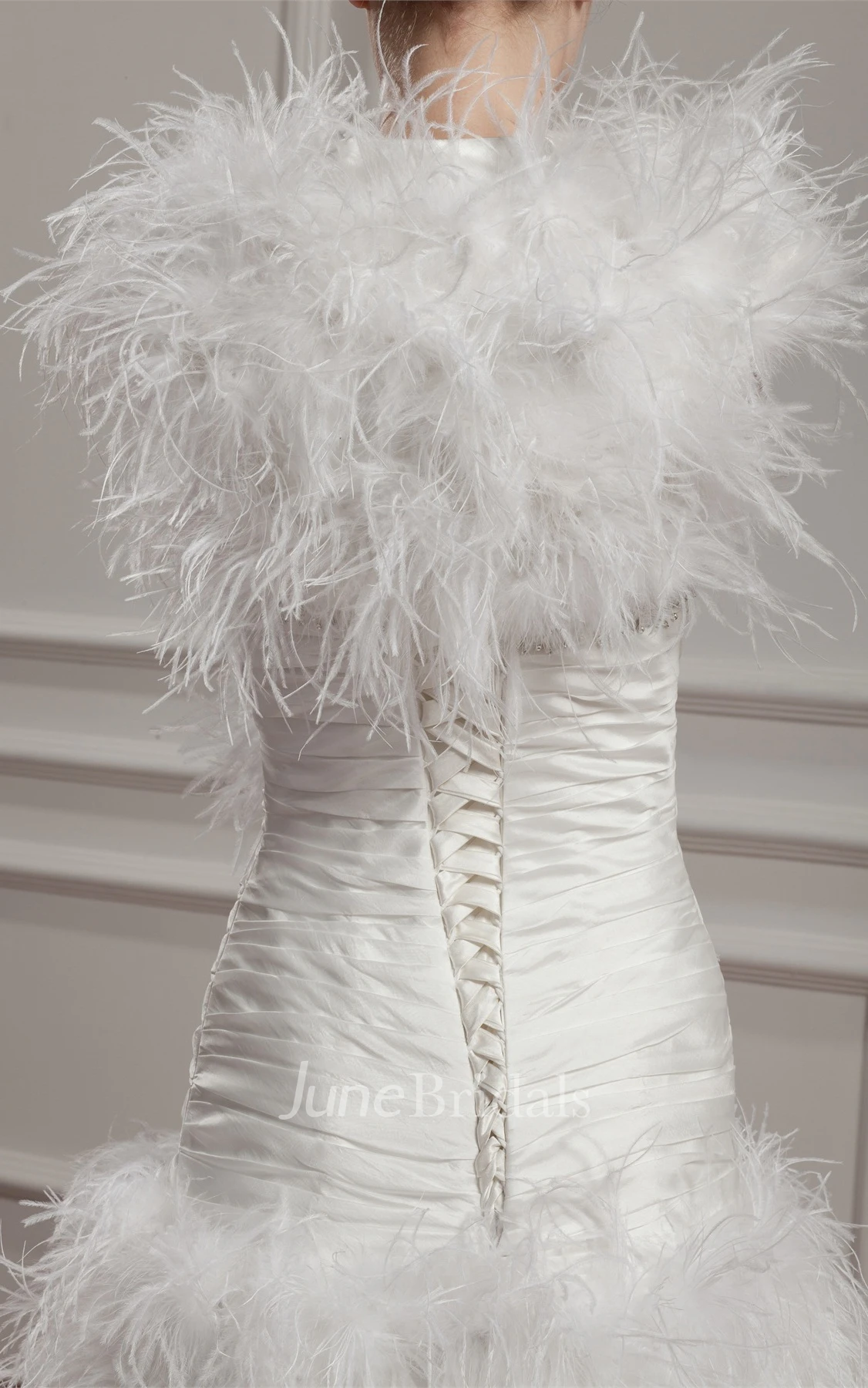 Strapless Criss-Cross Ruffled A-Line Gown with Beading and Bolero