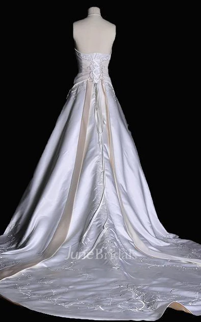 A-Line Strapless Satin Weddig Dress