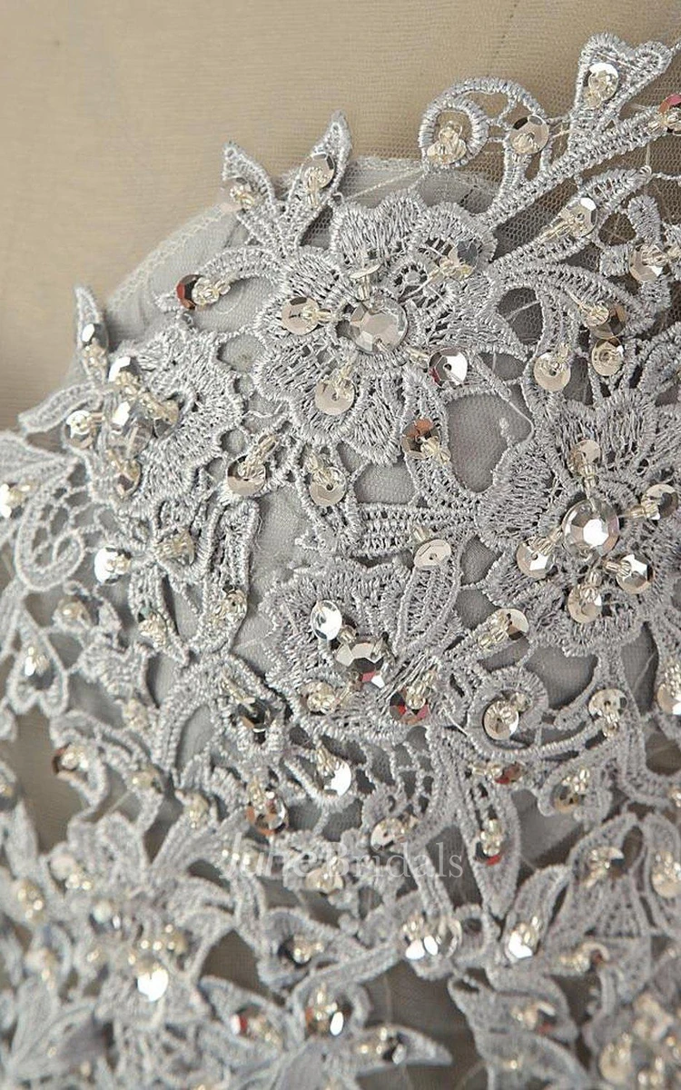 Cap-sleeved A-line Gown With Beaded Bodice