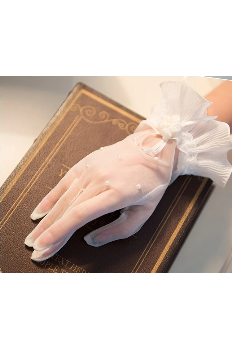 Korean Short Paragraph Lotus Leaf Lace Gloves