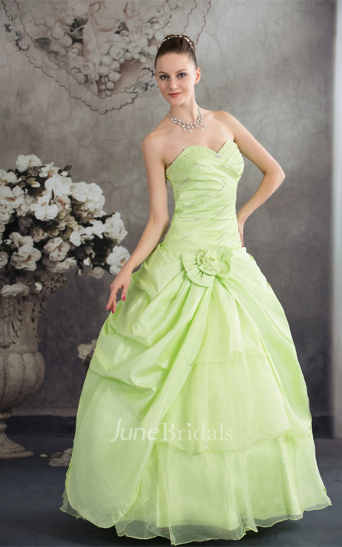 Sweetheart Pick-Up Ball Gown with Flower and Sequins
