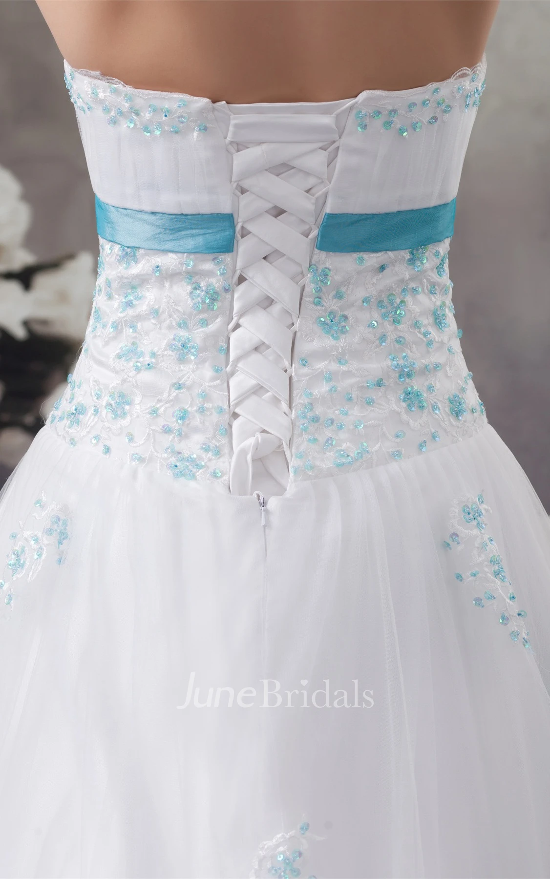 Strapless Tulle A-Line Dress with Appliques and Bolero