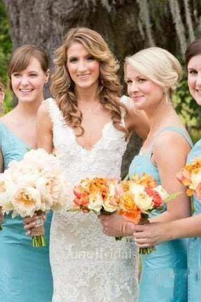 Sleeveless Deep V Neck Backless Mermaid Lace Summer Wedding Bridal Gown