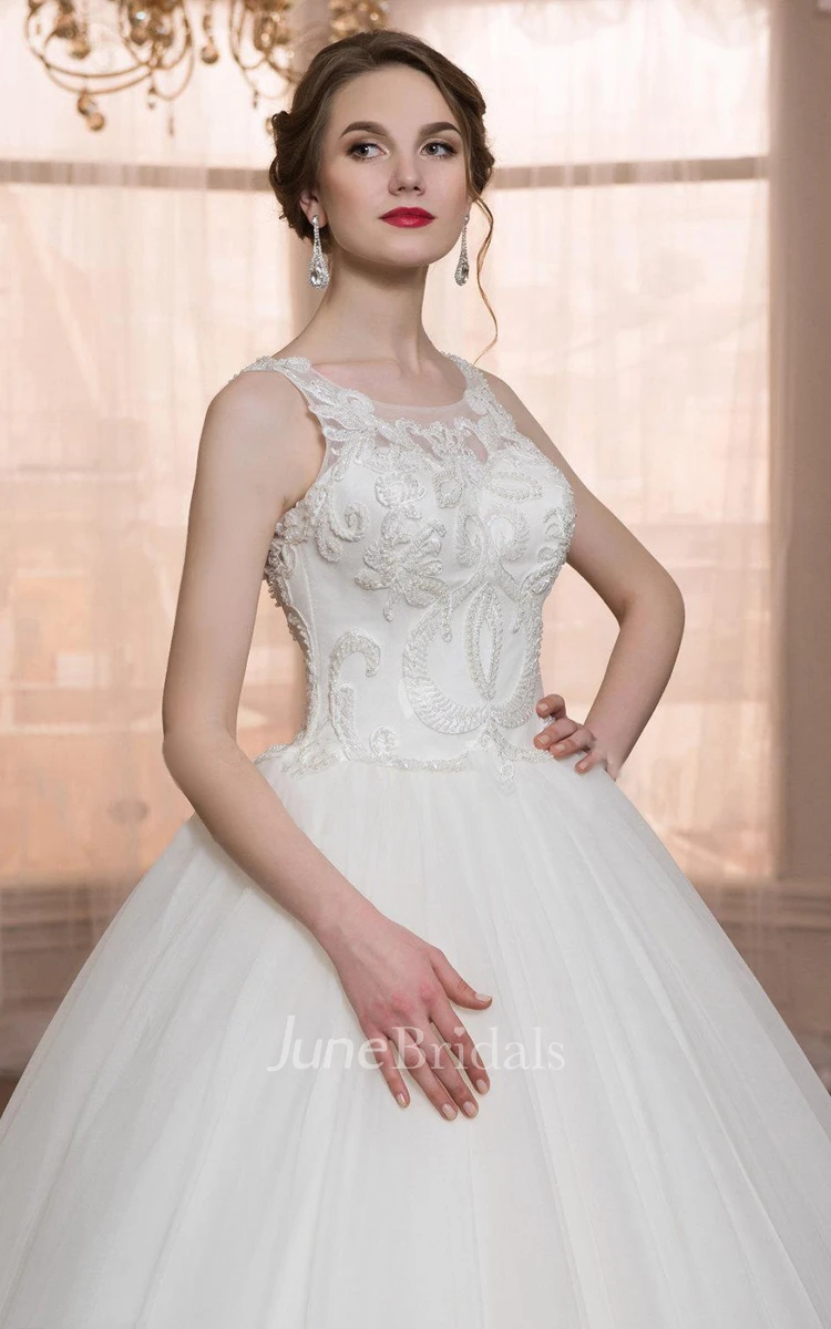 Sleeveless Sleeve Tulle Lace Weddig Dress