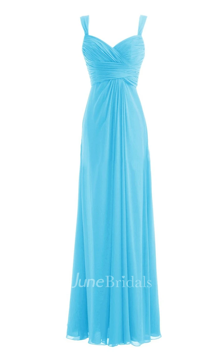 Spaghetti Straps Long Chiffon Dress With Basque Waist