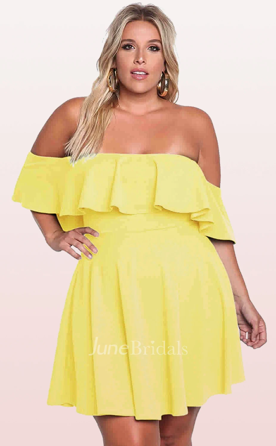 Casual A Line Taffeta Off-the-shoulder Short Sleeve Cocktail Dress with Pleats