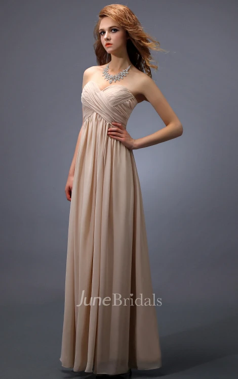 Empire Sweetheart Sleeveless Dress With Crisscross Ruching