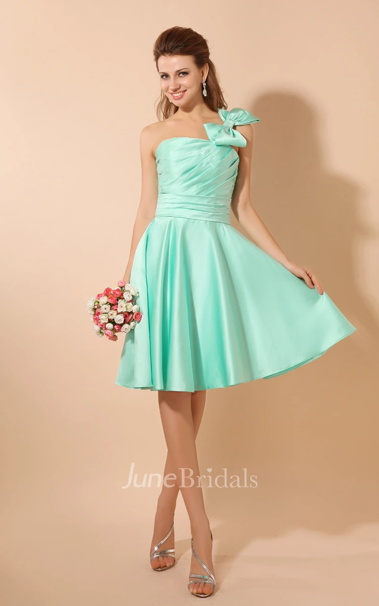 Satin Single-Strap Midi Dress With Bow And Ruching
