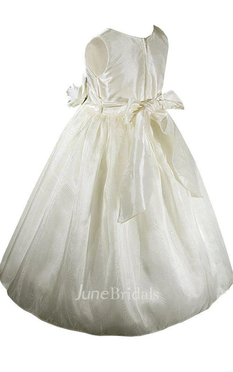 Sleeveless Scoop-neck A-line Dress With Flower