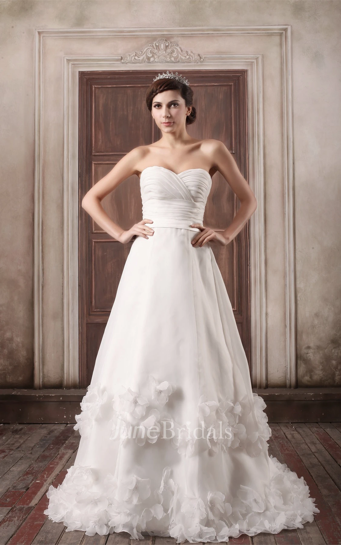 Sweetheart Criss-Cross A-Line Dress with Flower