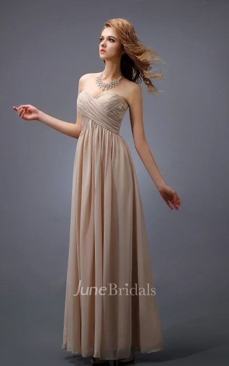 Empire Sweetheart Sleeveless Dress With Crisscross Ruching