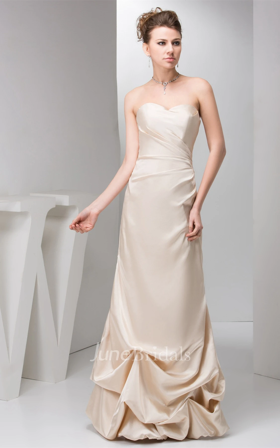 Sweetheart Side-Ruched A-Line Dress with Pick Up