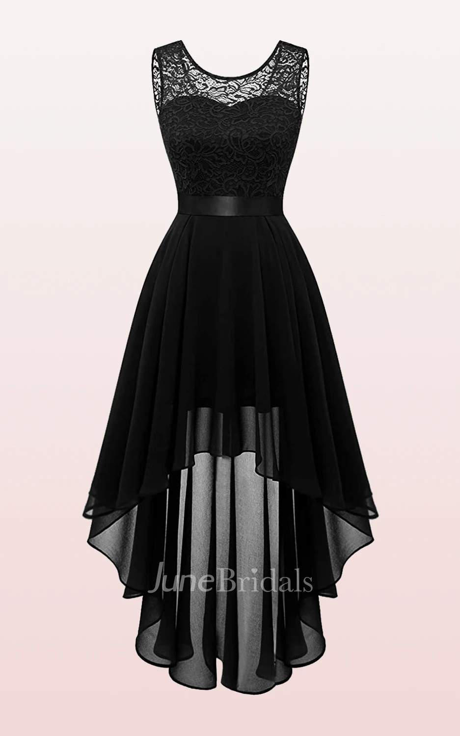 Informal A Line High Low Bateau Chiffon Sleeveless Bridesmaid Dress