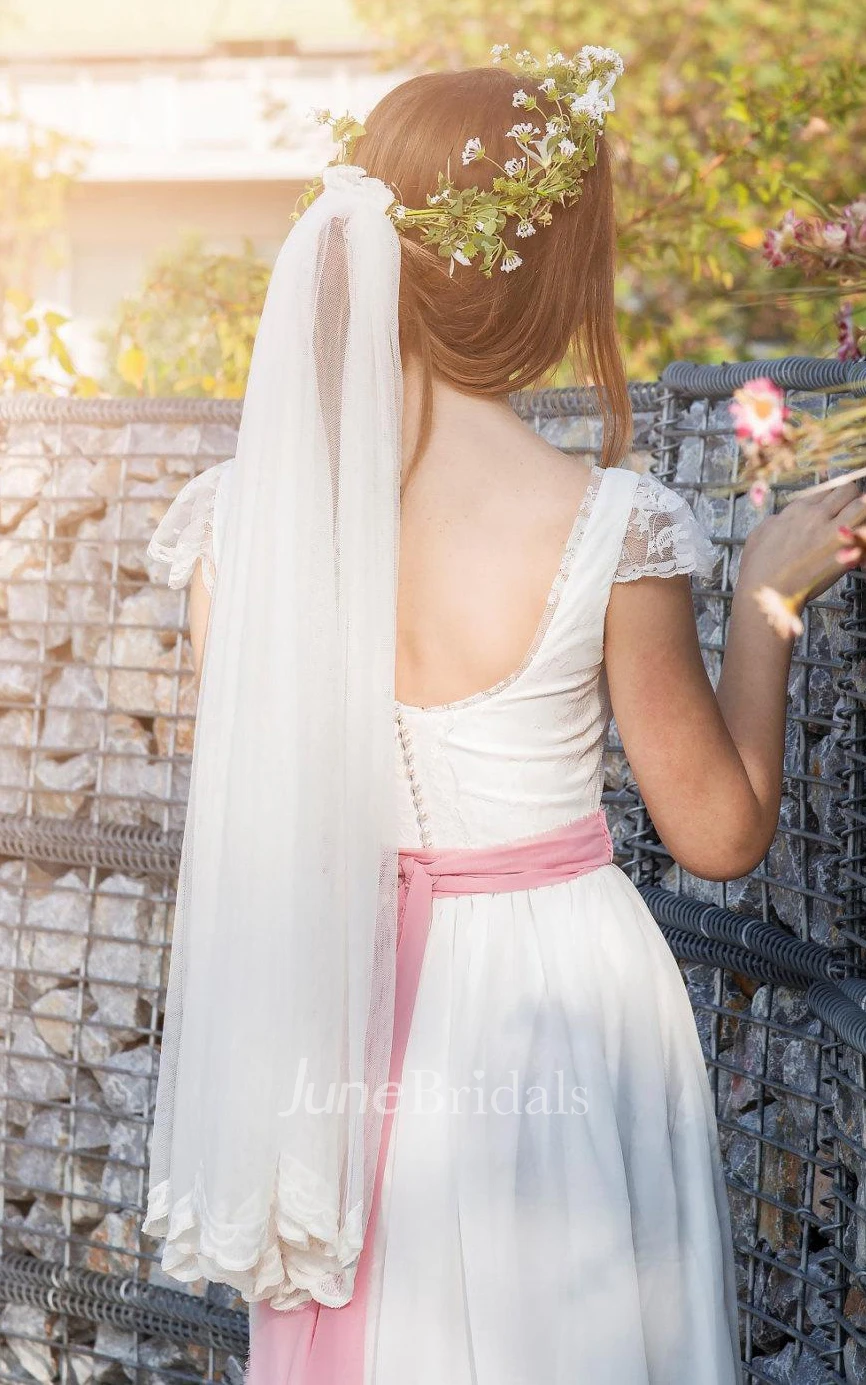 Sleeveless Sleeve Chiffon Lace Weddig Dress