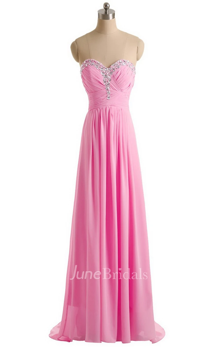 Sweetheart Crystal-beaded A-line Gown With Train