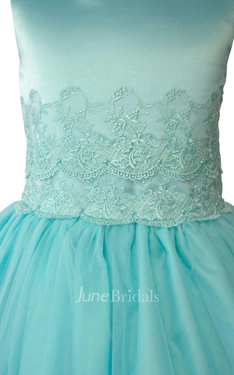 Sleeveless A-line Appliqued Dress With Pleats